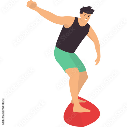 Surfing People Activity Character in Flat Cartoon Design and Shape. Vector Illustration