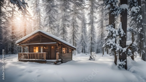 cabin with winter