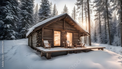 cabin with winter