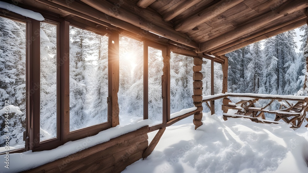 Fototapeta premium cabin with winter