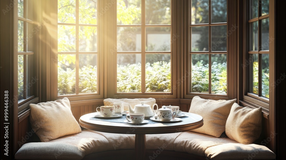 Fototapeta premium A quaint breakfast nook with a bay window