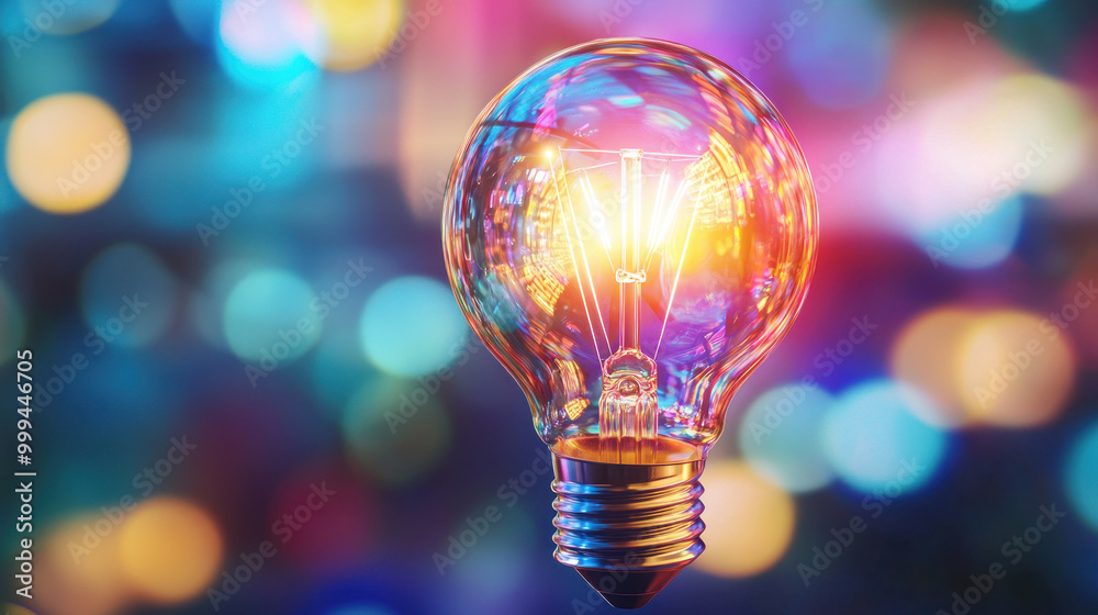 Glowing light bulb bokeh background. Illuminated idea concept, electric innovation inspiration. Bright creativity power, technology object. Abstract imagination success strategy. Glowing light bulb bokeh background. Illuminated idea concept, electric innovation inspiration. Bright creativity power, technology object. Abstract imagination success strategy.