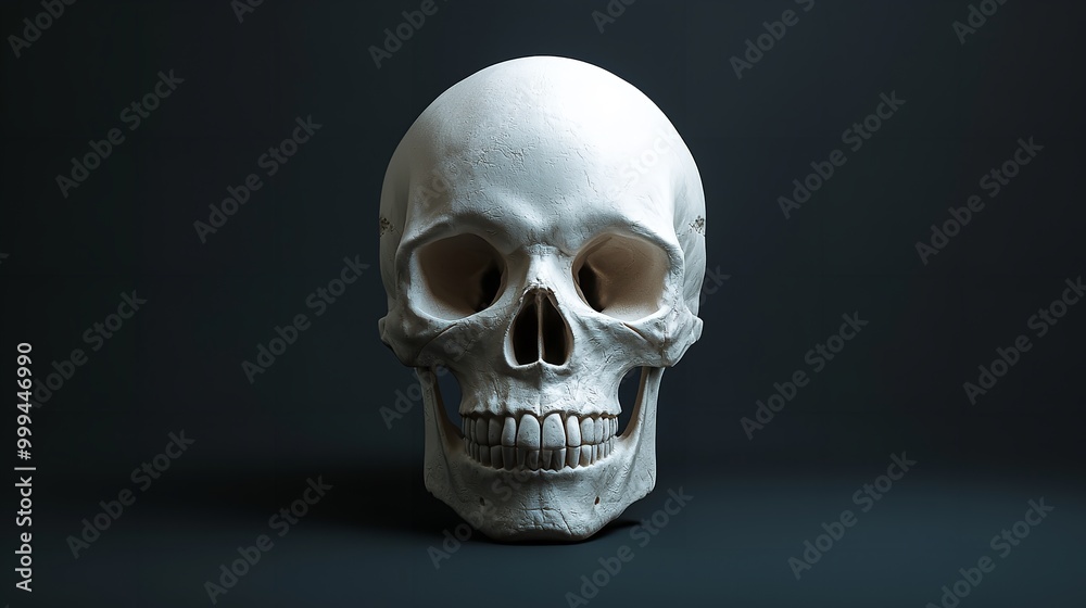 White Human Skull Against A Black Background White Human Skull Against A Black Background
