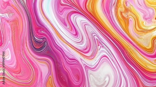 Vibrant Abstract Swirls in Pink and Gold Colors