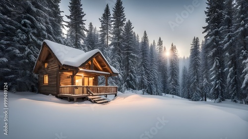 cabin with winter