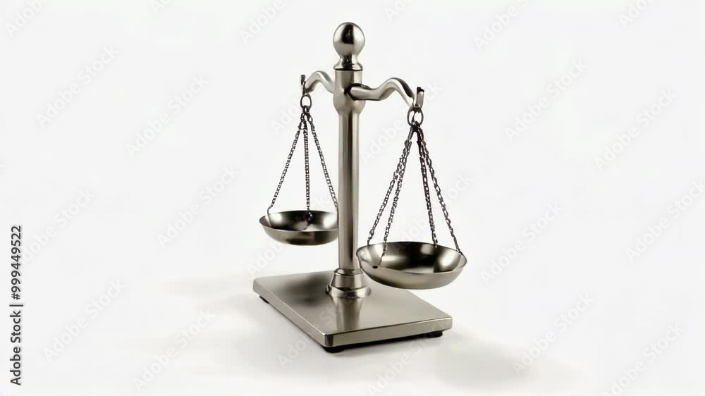 Silver scales of justice on a white background. Symbol of law and fairness.. AI Generation Silver scales of justice on a white background. Symbol of law and fairness.. AI Generation