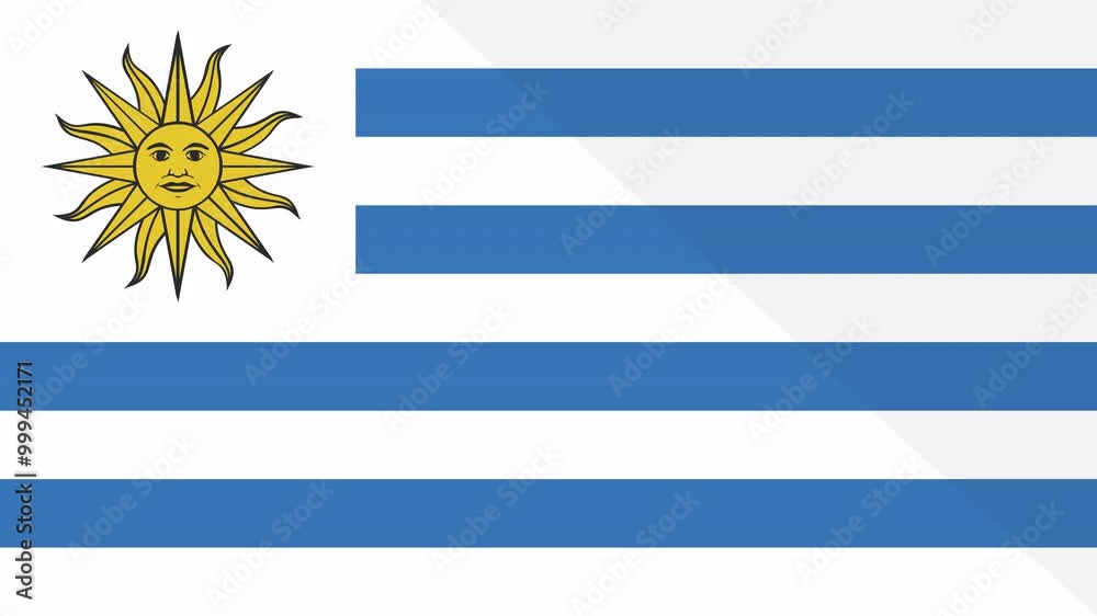Animation of the appearance and disappearance of a flat flag 2D Uruguay