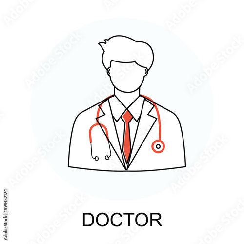 Vector icon for Doctor. Doctor wearing a stethoscope representing healthcare professionals and medical expertise.