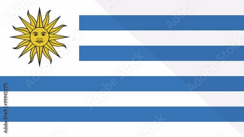Animation of the appearance and disappearance of a flat flag 2D Uruguay