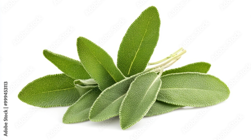 Obraz premium Sage Leaves Bundle Isolated on White Generative AI