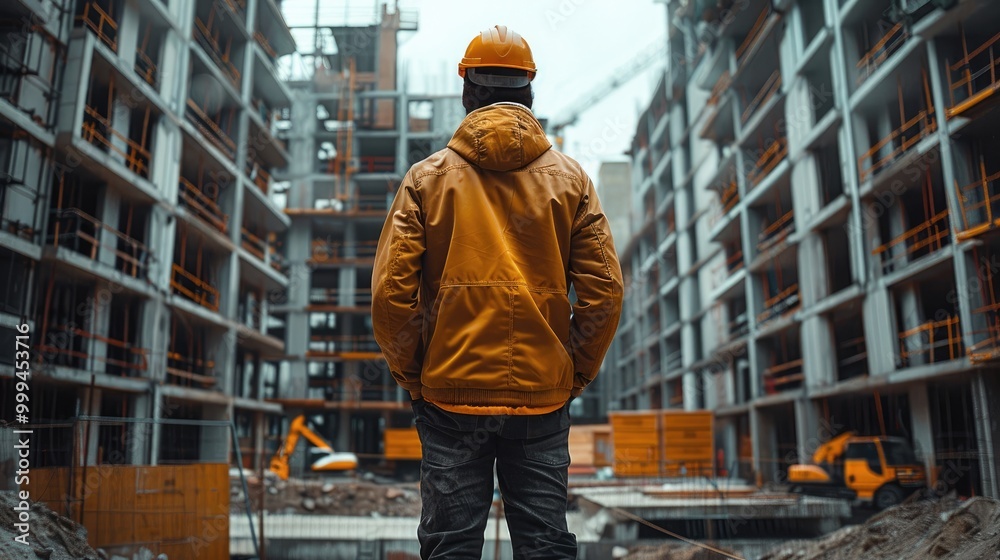 An architect standing on a building site. An architect standing on a building site.