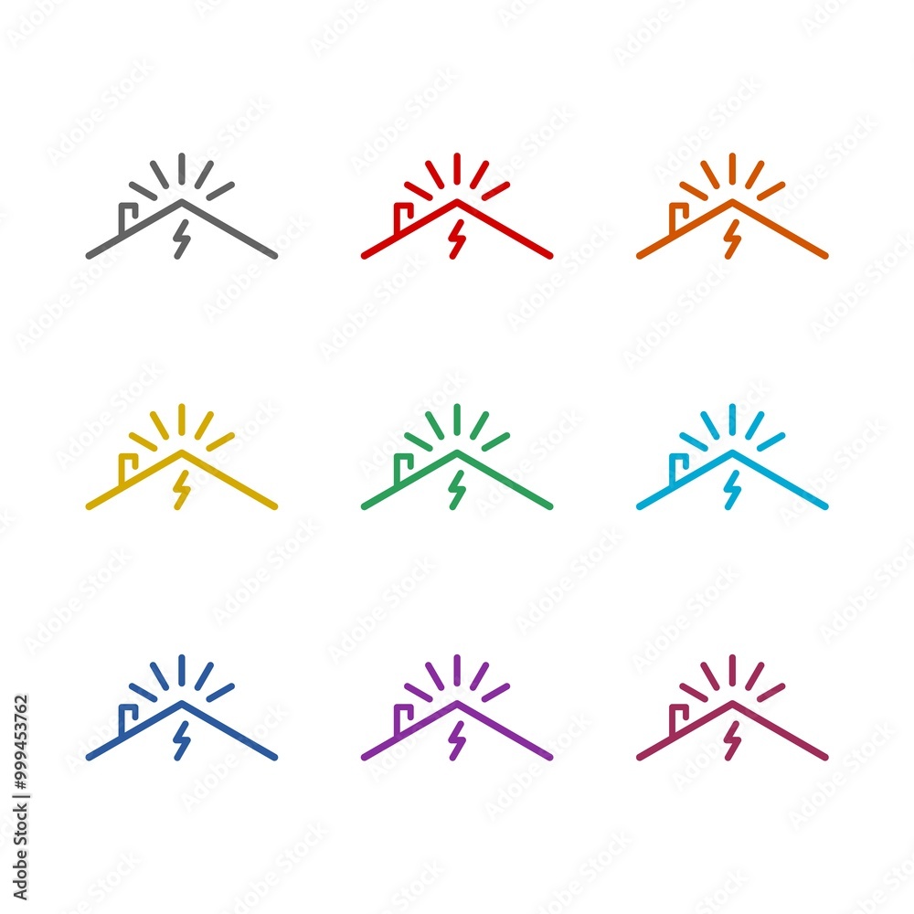 Obraz premium House with solar panel icon isolated on white background. Set icons colorful