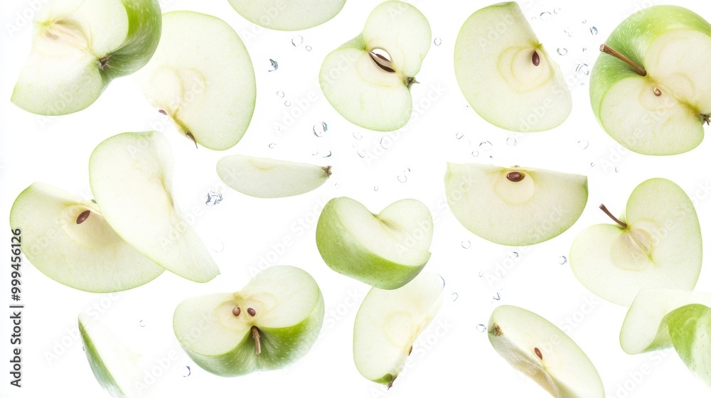 Fresh Green Apple Slices Floating Generative AI Fresh Green Apple Slices Floating Generative AI