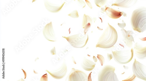 Floating Onion Petals on White Background Generative AI