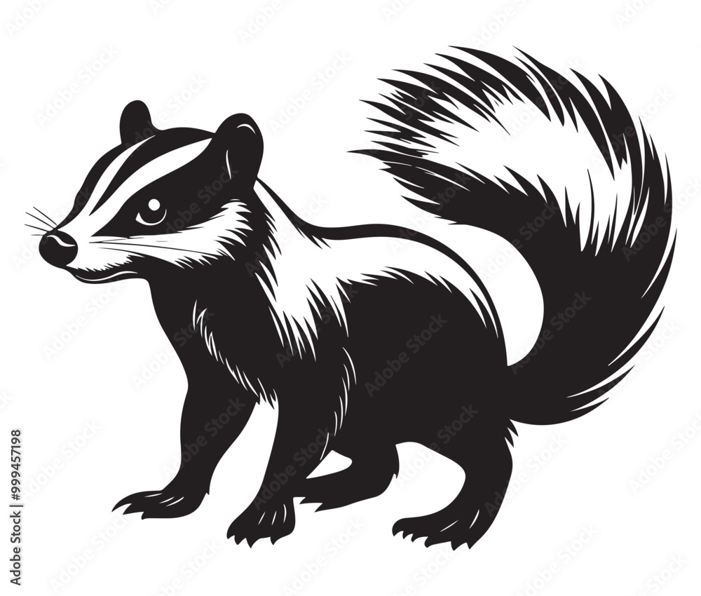 Obraz premium Black and white squirrel, Illustration of squirrel, Skunk vector