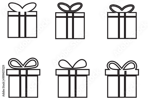 Gift box icon. Gift wrapping symbol. Surprising gift box signs, vector illustration