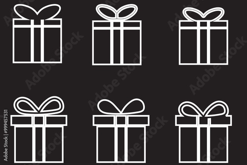 Gift box icon. Gift wrapping symbol. Surprising gift box signs, vector illustration