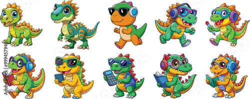 kids dinosaur vector eps file bundle set