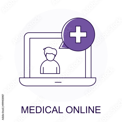 Vector icon for Medical Online. Video consultation representing online medical services and digital healthcare support.