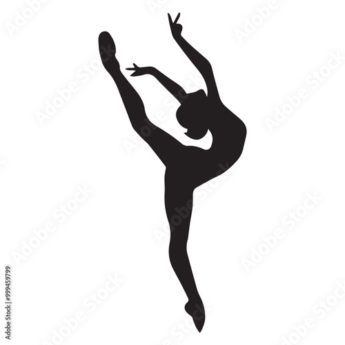 Jazz dance vector illustration in black and white - dancer silhouette design
