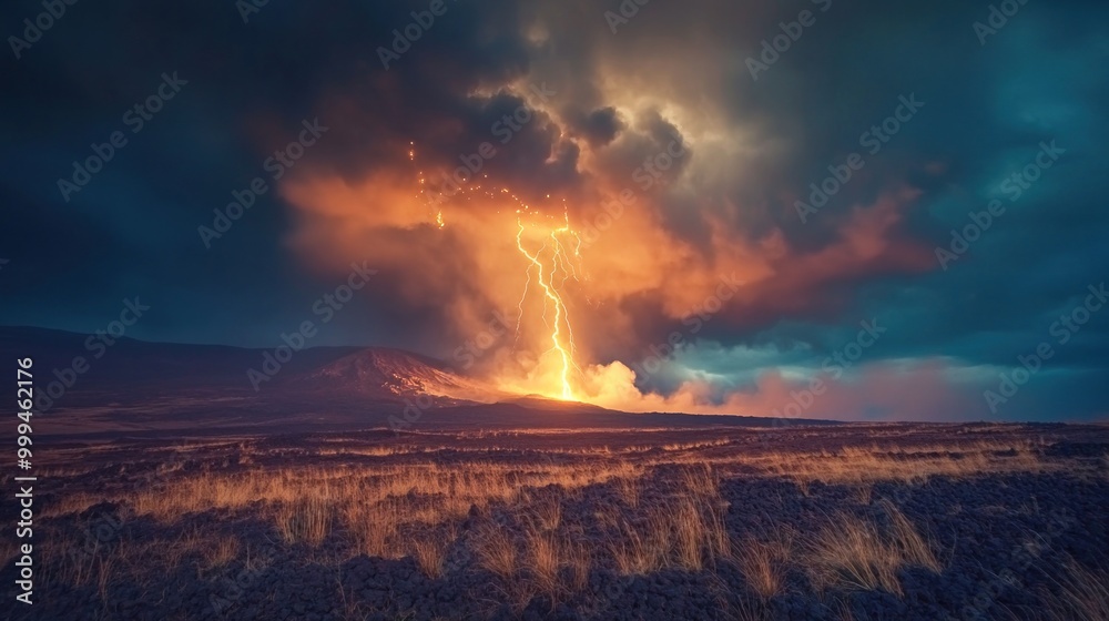 Fototapeta premium Volcanic Lightning Storm