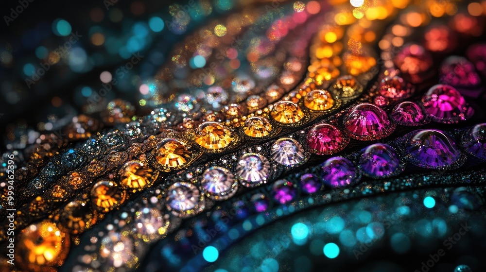 Fototapeta premium Mesmerizing swirling trails of colorful jewelries form intricate patterns on a dark background, creating a stunning artistic spectacle