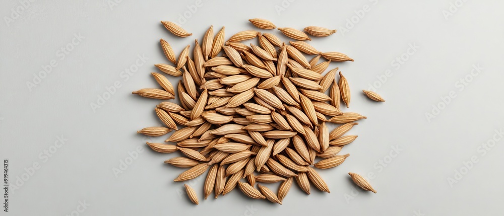 Whole Cumin Seeds Pile Isolated on White Background with Fine Texture and Earthy Brown Color Whole Cumin Seeds Pile Isolated on White Background with Fine Texture and Earthy Brown Color