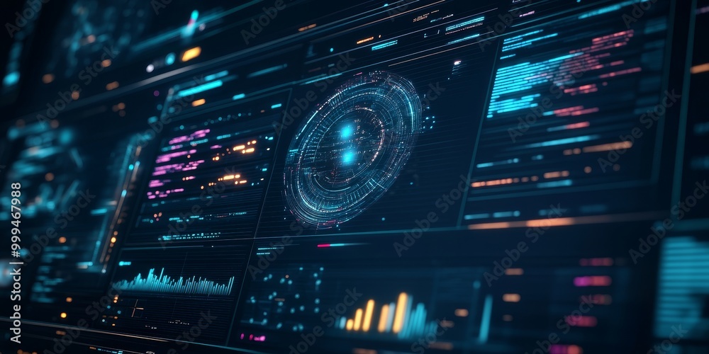 Fototapeta premium a cognitive computing dashboard, where real-time data analysis provides AI-driven insights for advanced decision-making.