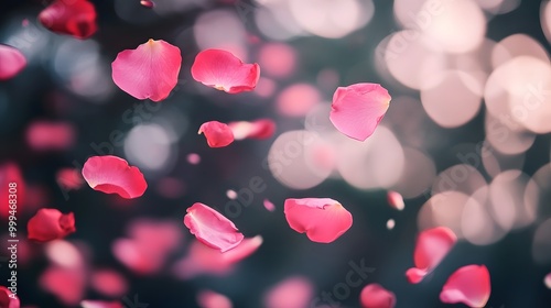 Softly falling rose petals in a minimal abstract background expressing the beauty of love