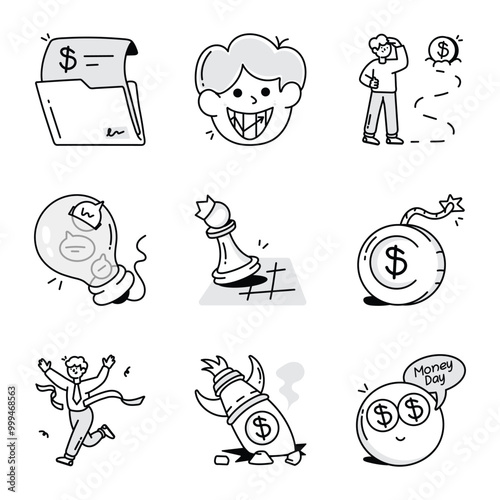 Basic Pack of Business Doodle Icons 

RGB