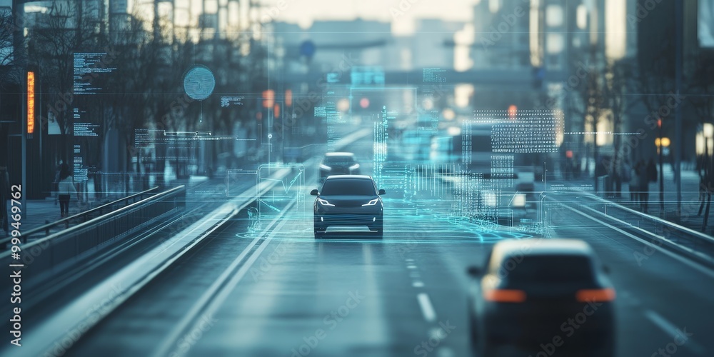 an AI-powered autonomous vehicle system, where sensors and algorithms collaborate for intelligent transportation. an AI-powered autonomous vehicle system, where sensors and algorithms collaborate for intelligent transportation.