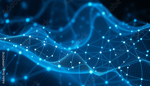 Abstract data technology network background. Digital networking for Wave with connecting dots security and lines concept. abstract structure circuit computer technology business background.