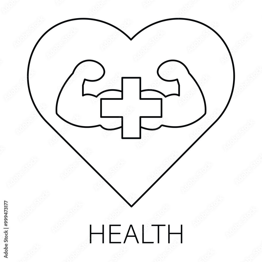 Obraz premium Vector icon for Health. Heart with a medical cross representing overall health and wellness.
