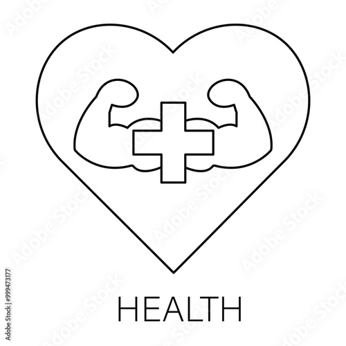 Vector icon for Health. Heart with a medical cross representing overall health and wellness.