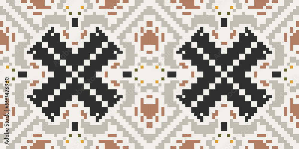 Fototapeta premium Arabic Ethnic Pattern Backgroundfolk Embroidery, Aztec Geometric Ornament Print. Design for Carpet, Wallpaper, Clothing, Wrapping, Fabric