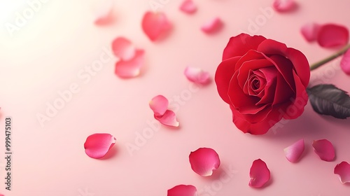 Minimal abstract background with a rose falling gently expressing love and longing