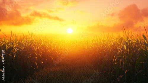 Golden Cornfield Sunset