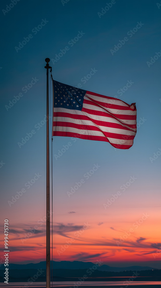 Obraz premium American Flag at Twilight