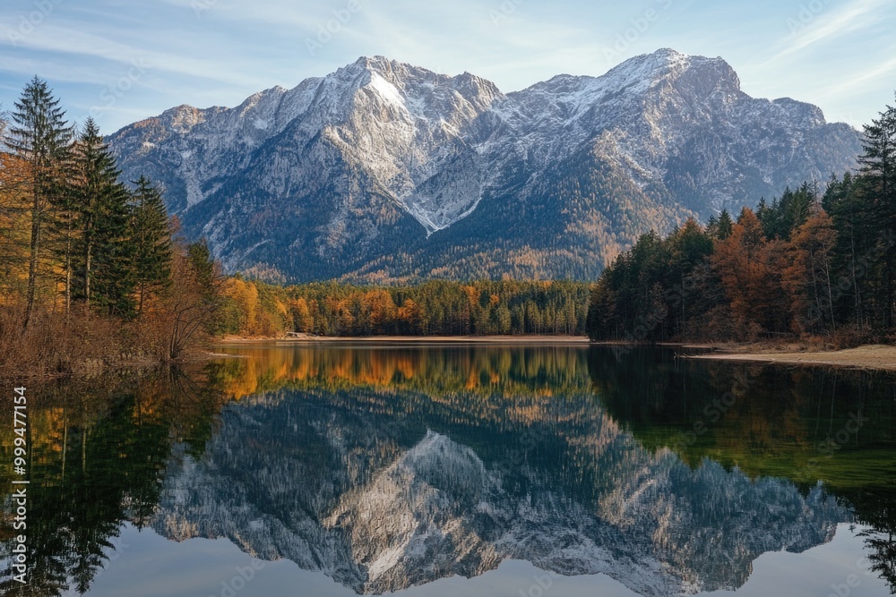 Obraz premium Mountainous Lake Landscape