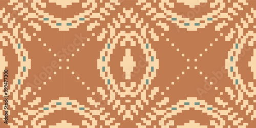 Antique Ikat Pattern Fabricfolk Embroidery, Aztec Geometric Ornament Print. Design for Carpet, Wallpaper, Clothing, Wrapping, Fabric