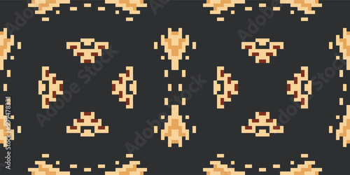 Abstract Uzbek Ikat Patternfolk Embroidery, Aztec Geometric Ornament Print. Design for Carpet, Wallpaper, Clothing, Wrapping, Fabric