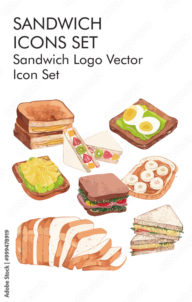 Sandwich logo vector icon set Sandwich logo vector icon set