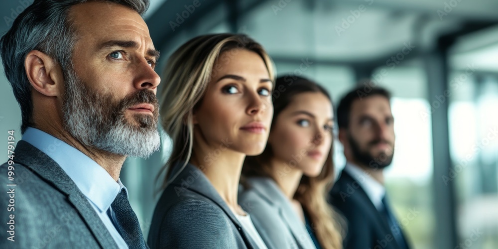 A business leader reviews strategy with the team, a close-up on their focused expression in a sleek office setting reflecting authority and vision A business leader reviews strategy with the team, a close-up on their focused expression in a sleek office setting reflecting authority and vision