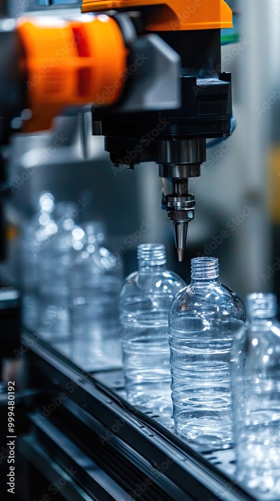 Automated Plastic Bottle Manufacturing Process in Modern Industrial Factory with Precision Machinery Automated Plastic Bottle Manufacturing Process in Modern Industrial Factory with Precision Machinery