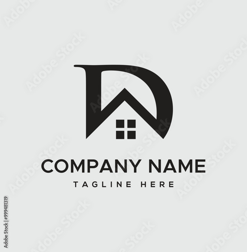 D home logo with icon and vector logo design