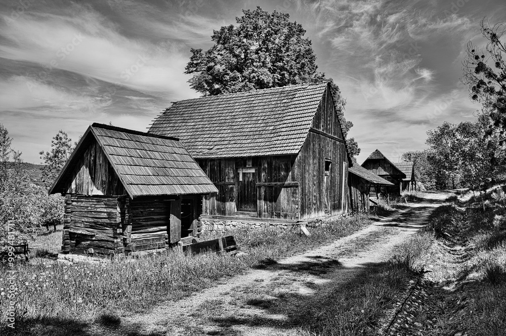 Black And White Rustic Landscape