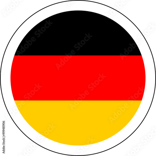A round icon in colors of the German flag. "Made in Germany" logo concept.