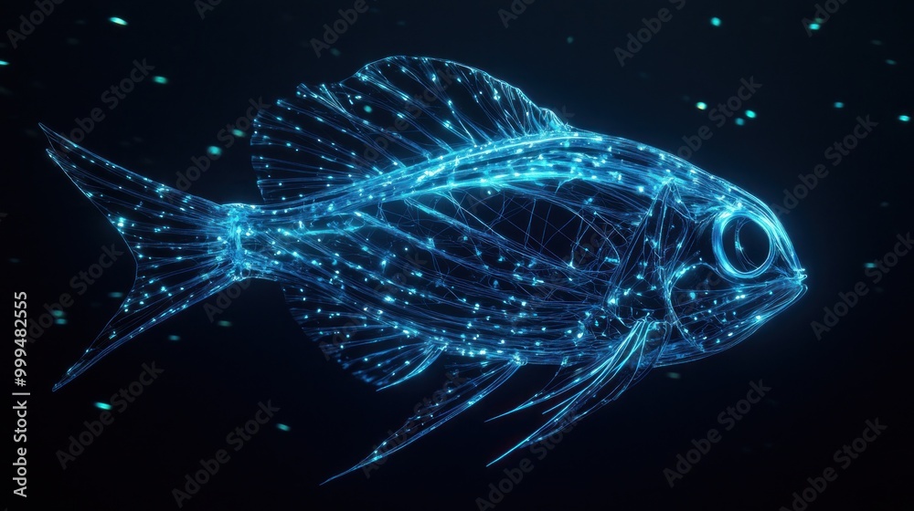 Naklejka premium Digital Fish in the Deep Blue