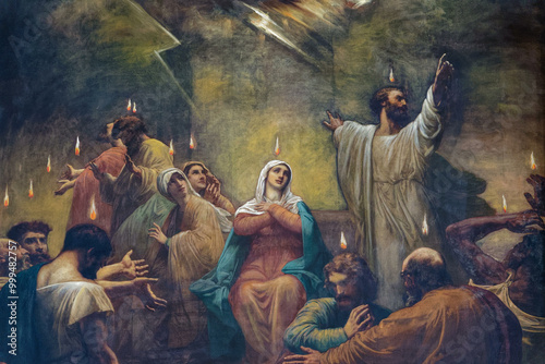 Photos Painting of the Pentecost Sunday: The Holy Spirit Comes as Tongues of Fire