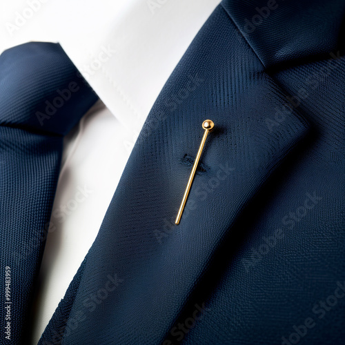 Close-up of an elegant patterned tie and suit in classic style. Concept of fashion and sophistication